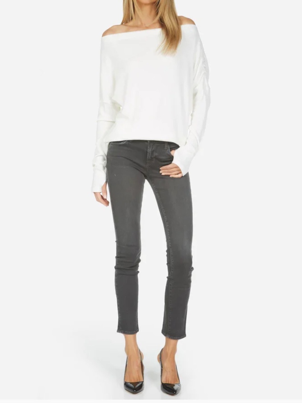 Michael Lauren Santos Drop Shoulder Sweater in Ivory